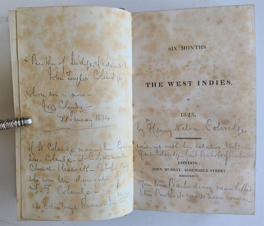 1826 SIX MONTHS in THE WEST INDIES in 1825 antique TRAVELS antique