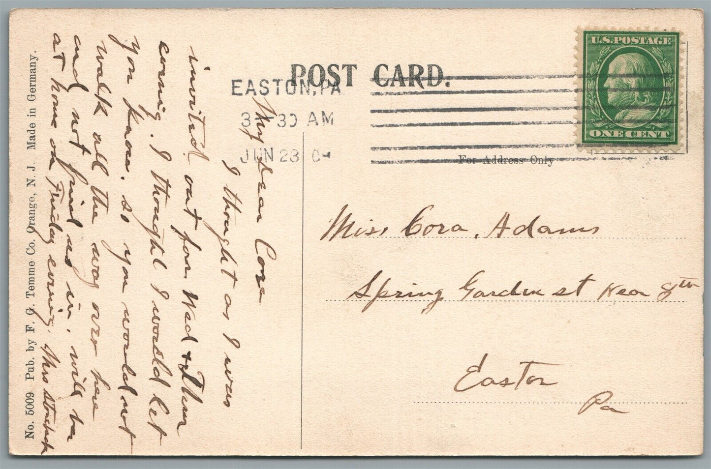 EASTON PA SOLDIER'S MONUMENT ANTIQUE POSTCARD