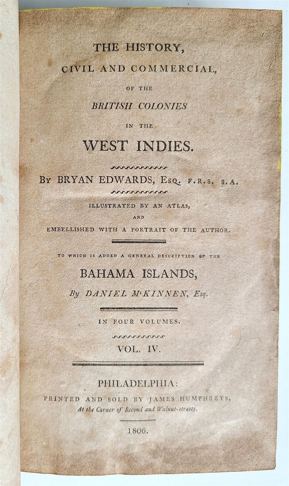 1805 HISTORY of BRITISH COLONIES in WEST INDIES BRYAN EDWARDS 4 VOLS AMERICANA