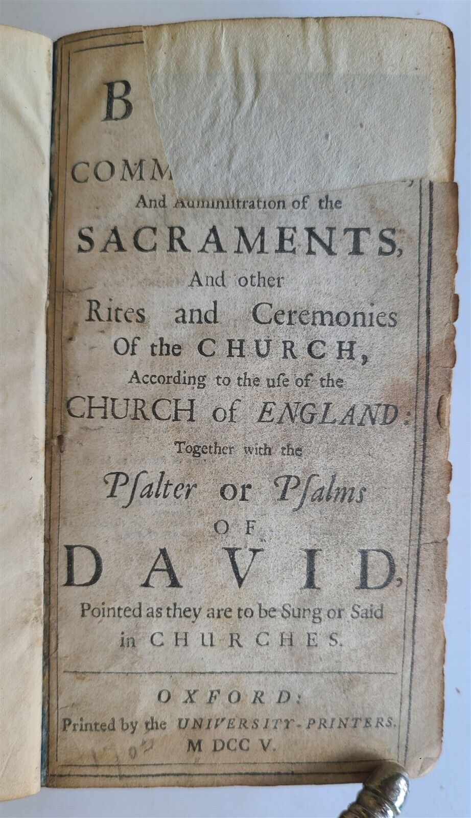 1705 BOOK OF COMMON PRAYER & PSALTER ENGLISH Oxford ANTIQUE ILLUSTRATED