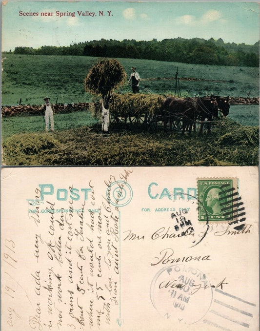 FARM SCENE NEAR SPRING VALLEY N.Y. ANTIQUE POSTCARD