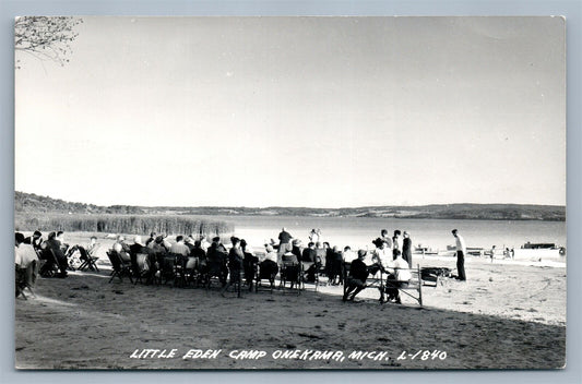 ONEKAMA MI LITTLE EDEN CAMP 1952 VINTAGE REAL PHOTO POSTCARD RPPC