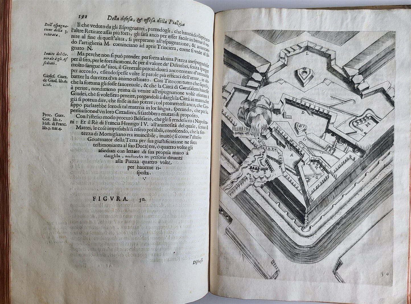 1654 ILLUSTRATED MILITARY FORTIFICATIONS DIFESA ET OFFESA DELLE PIAZZE antique