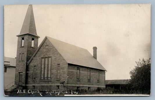 SHEAKLEYVILLE ME CHURCH ANTIQUE REAL PHOTO POSTCARD RPPC