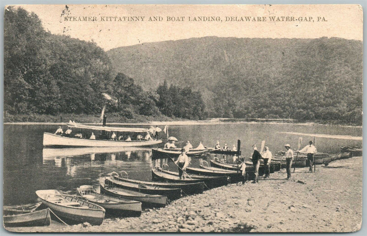 DELAWARE WATER GAP PA STEAMER KITTATINNY & BOAT LANDING 1908 ANTIQUE POSTCARD