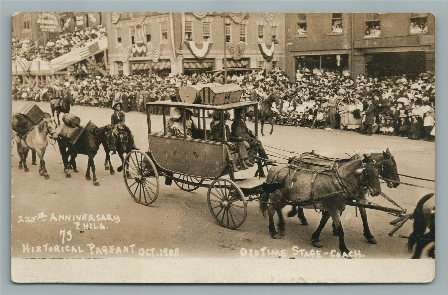 PHILADELPHIA PA FOUNDERS WEEK STAGE COACH ANTIQUE REAL PHOTO POSTCARD RPPC
