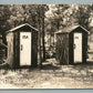 OUTHOUSES WHERE THE BNORTH BEGINS VINTAGE COMIC REAL PHOTO POSTCARD RPPC