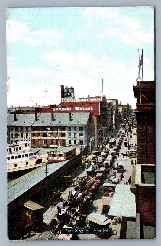 BALTIMORE MD PRATT STREET ANTIQUE POSTCARD