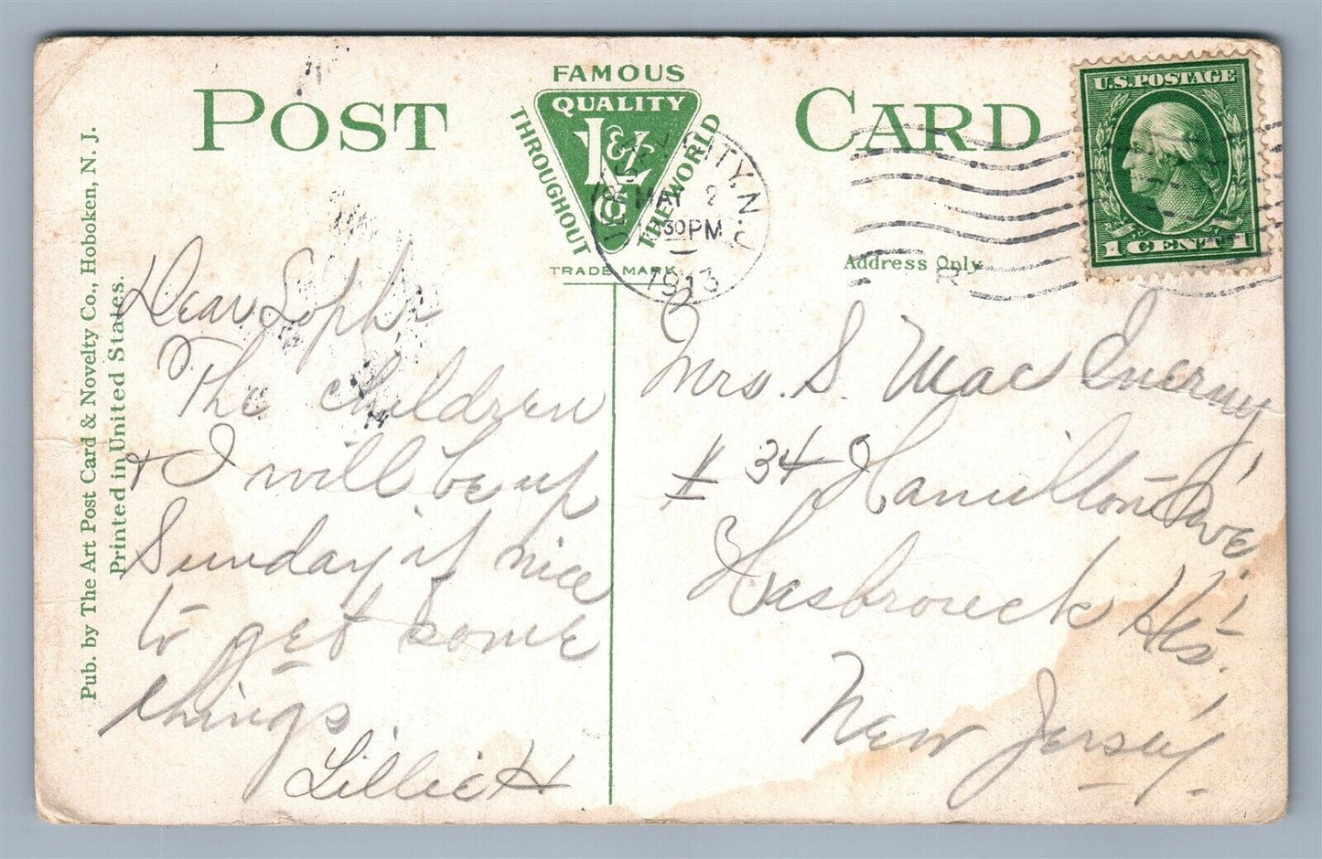 JERSEY CITY HEIGHTS NJ L TRESTLE TO HOBOKEN ANTIQUE POSTCARD railroad railway