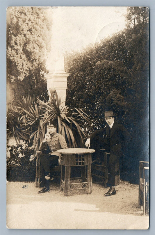 WWI MILITARY OFFICER ANTIQUE REAL PHOTO POSTCARD RPPC taken in OPATIJA CROATIA