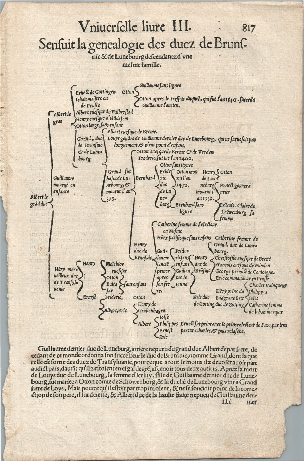 1575 BRUNSWICK GERMANY from BELLEFOREST EDITION of MUNSTER COSMOGRAPHY