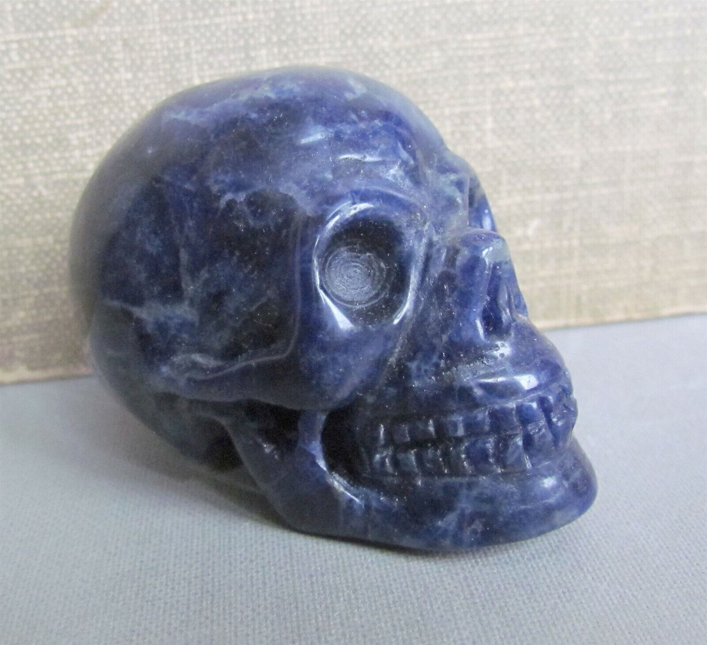 SKULL HAND CARVED OF LAPIS vintage carving