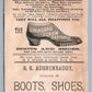 DOVER PA ANTIQUE VICTORIAN TRADE CARD AUGHENBAUGH BOOTS SHOES ADVERTISING