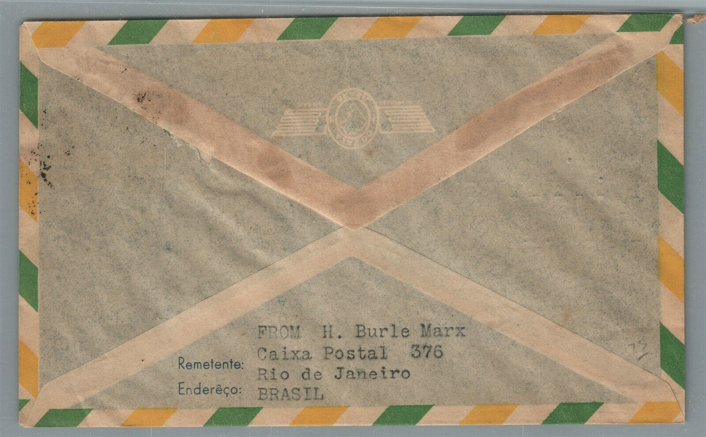 BRAZIL - UK 1946 VINTAGE COVER w/ STAMPS & PANAIR CANCEL