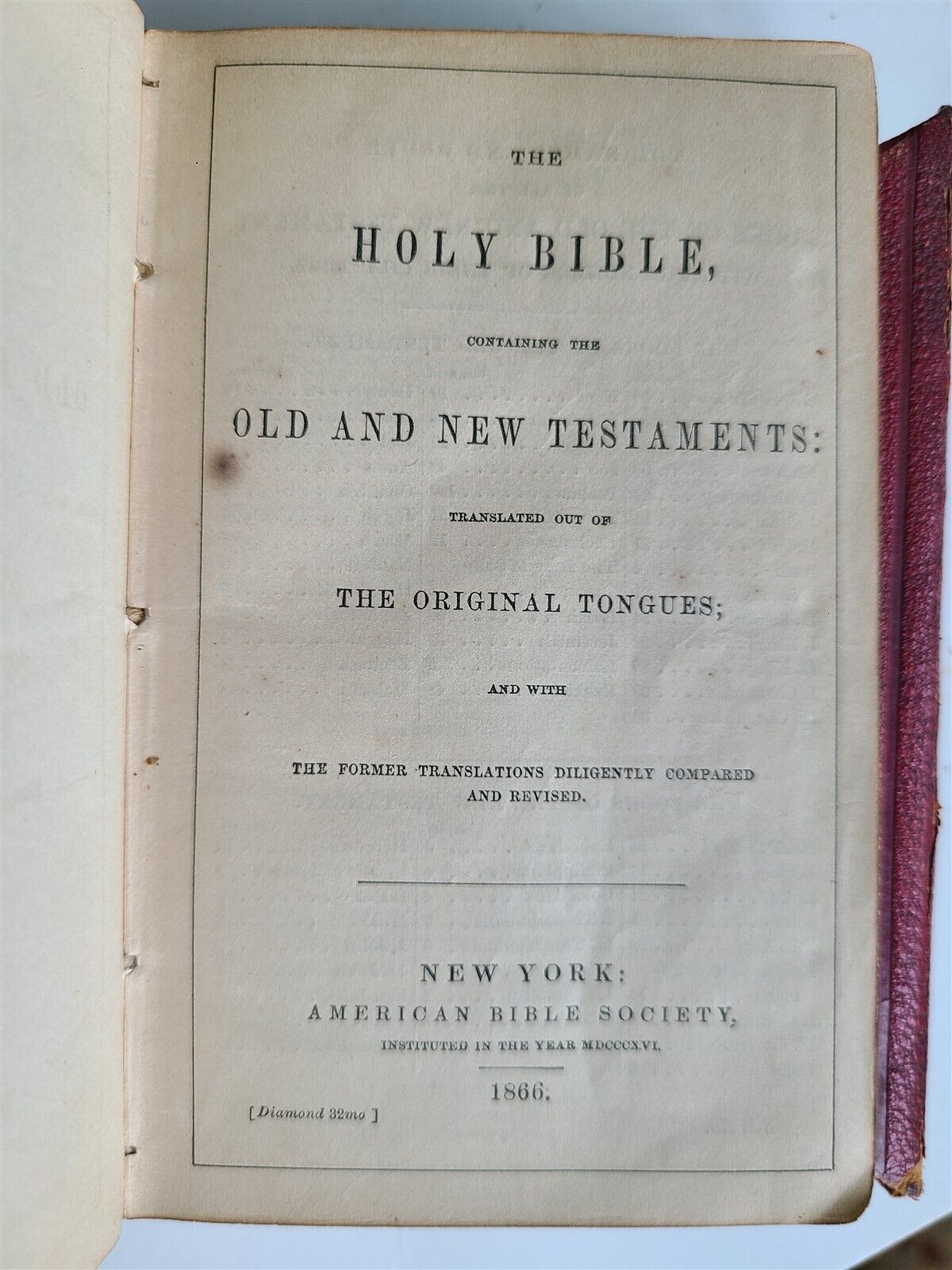 1866 BIBLE in ENGLISH ANTIQUE OLD & NEW TESTAMENTS Americana WALLET STYLE