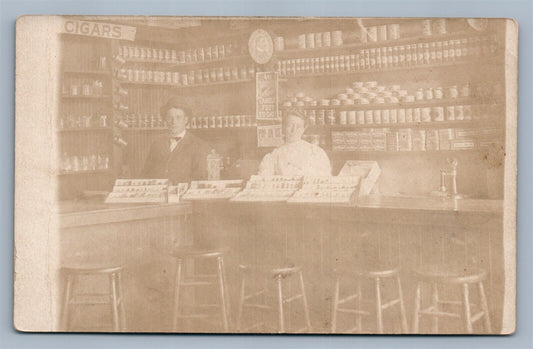 GROCERY INTERIOR ANTIQUE REAL PHOTO POSTCARD RPPC