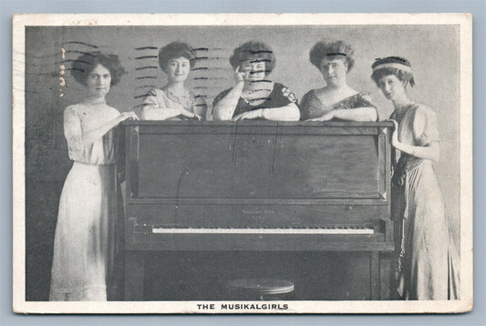 MUSIKALGIRLS 1911 ANTIQUE ADVERTISING POSTCARD