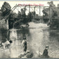 EXAGGERATED FISHING ANTIQUE 1913 POSTCARD FISH BITE FINE HERE