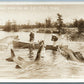 FISHING ANTIQUE 1915 EXAGGERATED REAL PHOTO POSTCARD RPPC