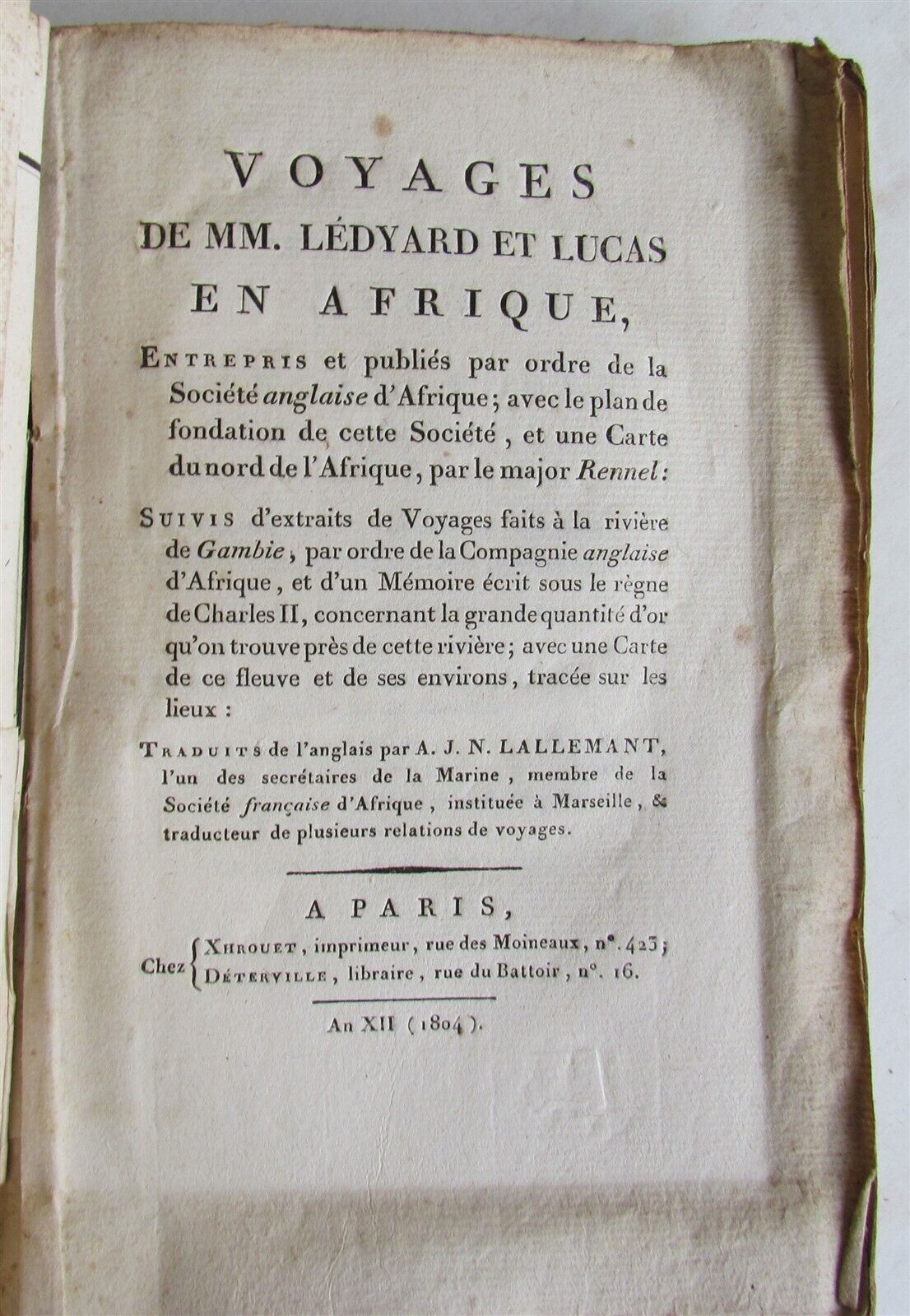 1804 TRAVELS of Ledyard & Lucas in Africa antique w/ MAPS Voyages de MM. Lédyard