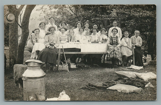 ORPHANAGE PICNIC ANTIQUE REAL PHOTO POSTCARD RPPC