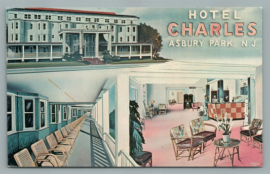 ASBURY PARK NJ HOTEL CHARLES VINTAGE POSTCARD