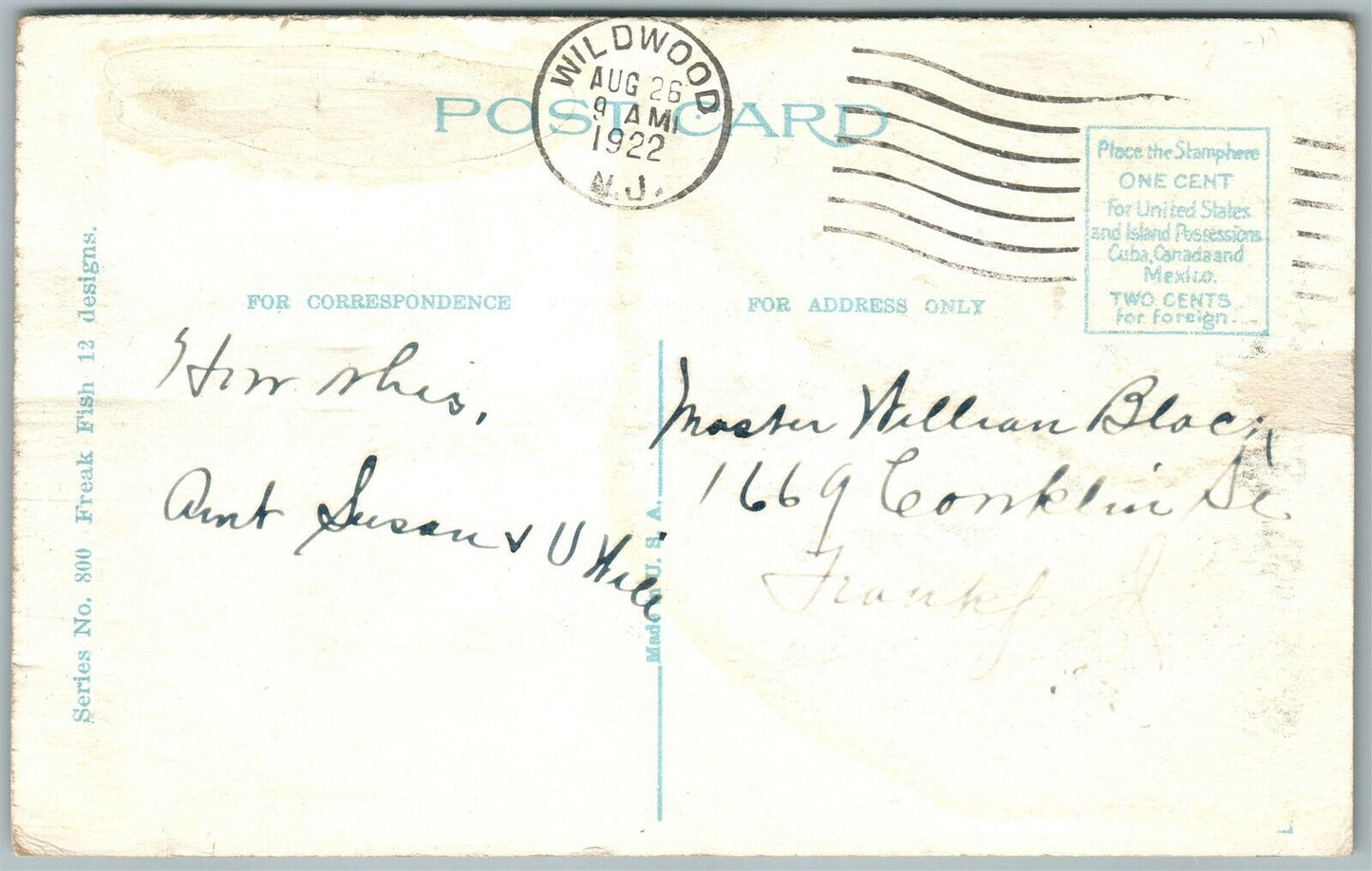 EXAGGERATED FISHING 1922 ANTIQUE POSTCARD THE WAY WE CATCH THEM