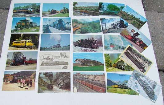 LOT OF 24 VINTAGE POSTCARDS train railway railroad