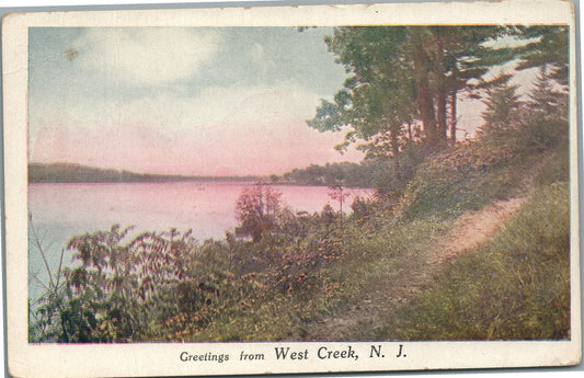 WEST CREEK NJ GREETINGS ANTIQUE POSTCARD