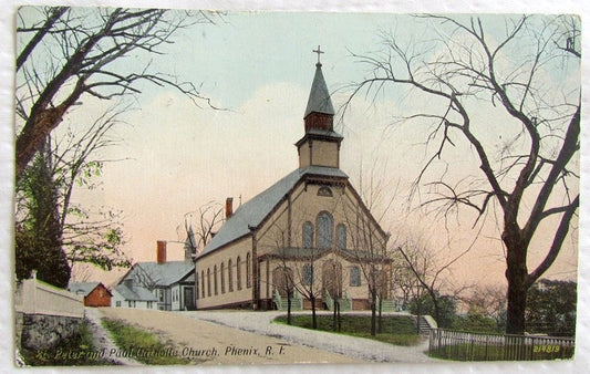 PETER & PAUL CATHOLIC CHURCH PHENIX R.I. 1920 ANTIQUE POSTCARD