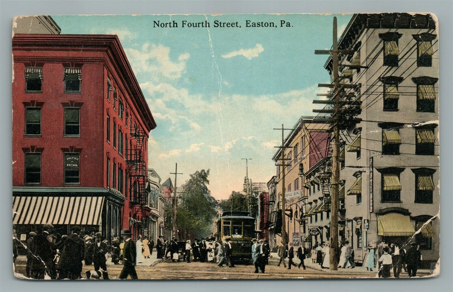 EASTON PA NORTH FOURTH STREET ANTIQUE POSTCARD