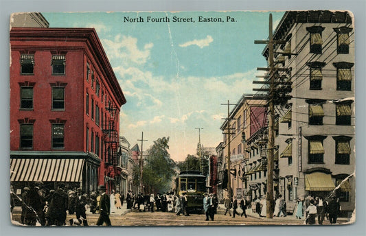 EASTON PA NORTH FOURTH STREET ANTIQUE POSTCARD