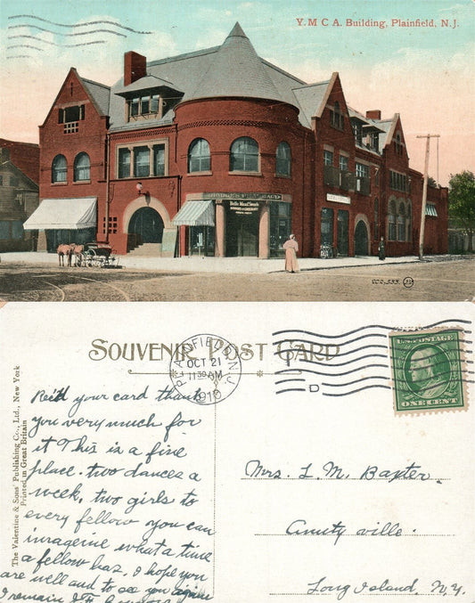 PLAINFIELD N.J. Y.M.C.A. BUILDING 1910 ANTIQUE POSTCARD