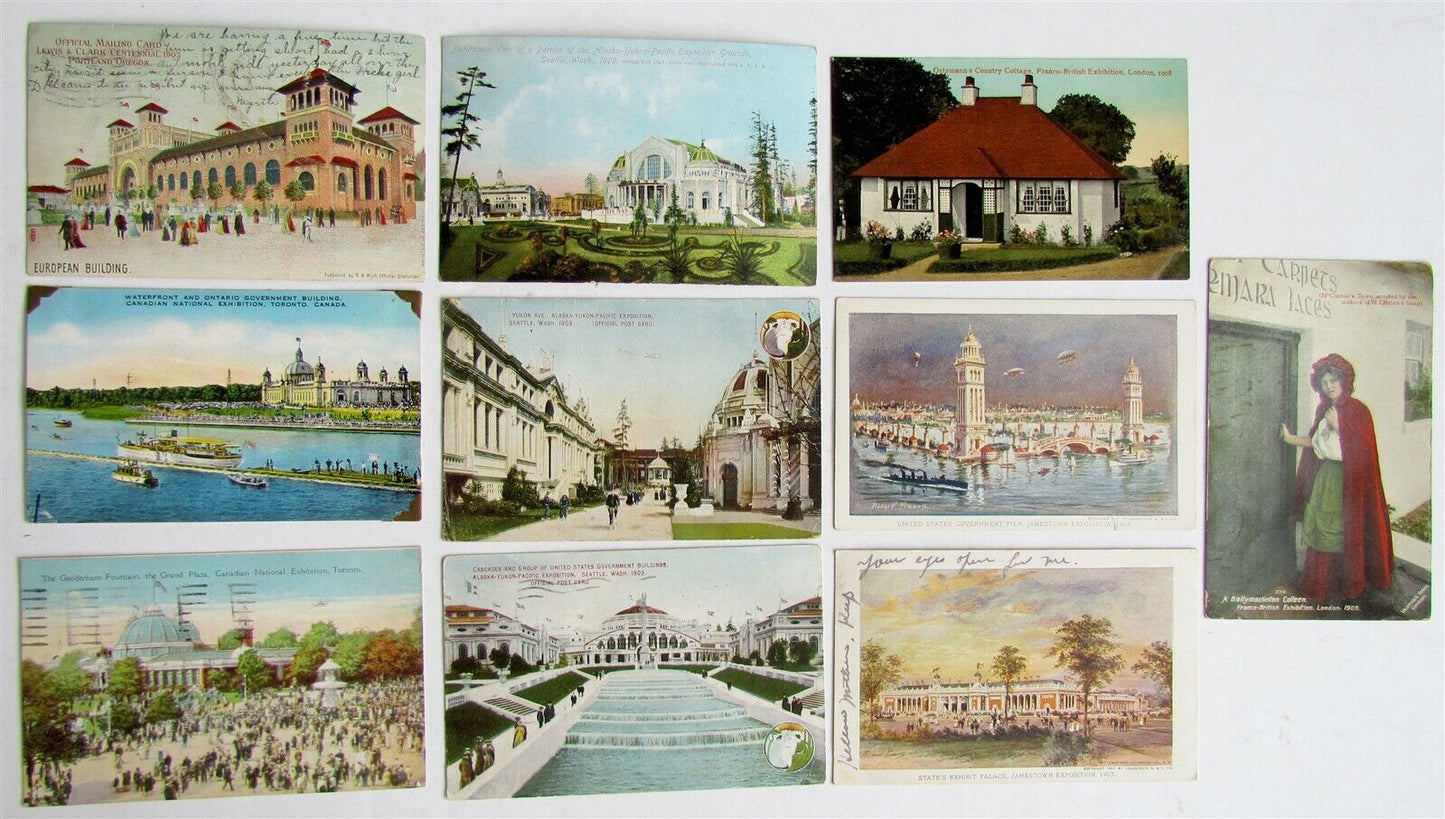 EXPOSITIONS lot of 10 ANTIQUE POSTCARDS