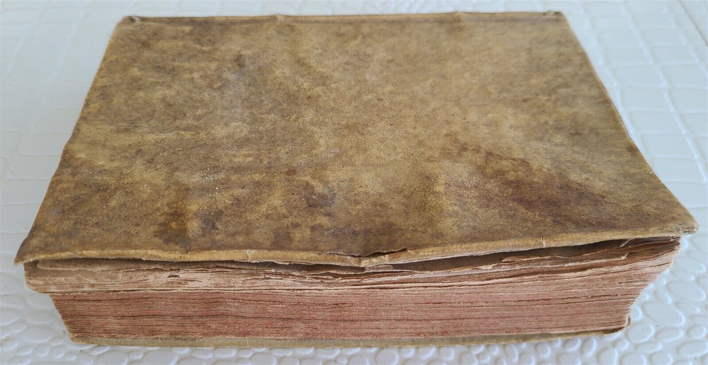 1655 GREEK LANGUAGE STUDY BOOK FRENCH TEXTBOOK antique vellum binding RARE