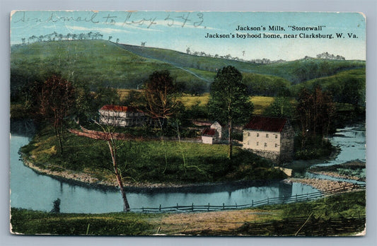 CLARKSBURG W.Va JACKSON'S MILL STONEWALL ANTIQUE POSTCARD