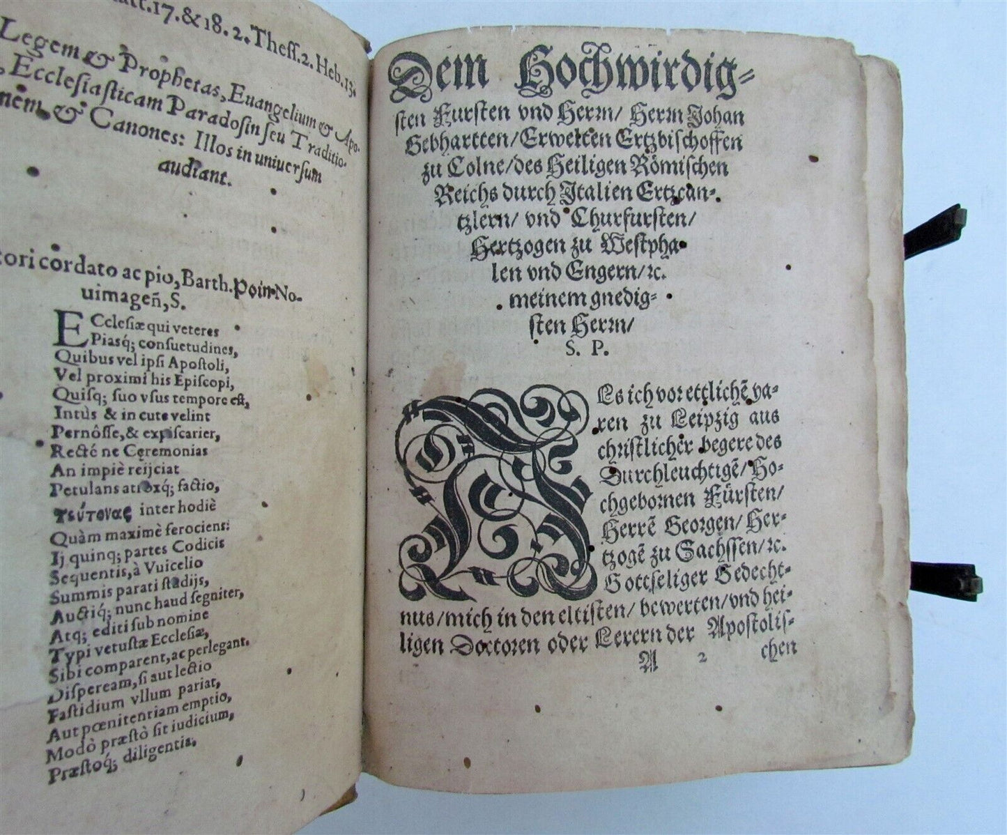 1559 TYPUS ECCLESIAE CATHOLICAE G. Witzel BLIND TOOLED PIGSKIN w/ CLASPS antique