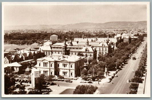 AUSTRALIA ADELAIDE NORTH TERRACE VINTAGE REAL PHOTO POSTCARD RPPC