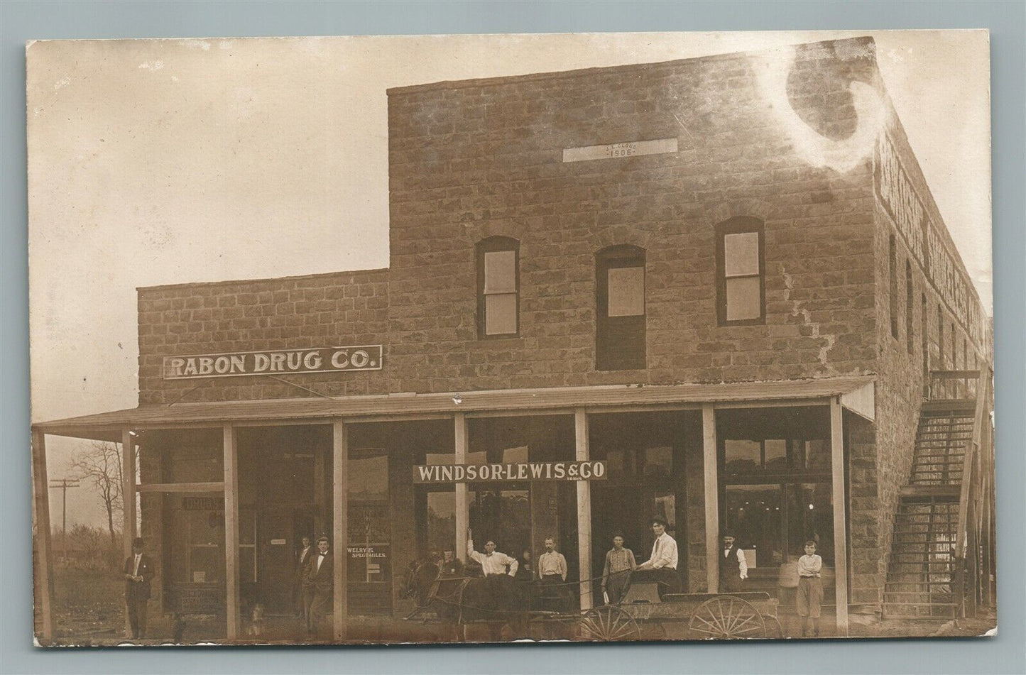 WINDSOR-LEWIS & CO STREET SCENE ANTIQUE REAL PHOTO POSTCARD RPPC