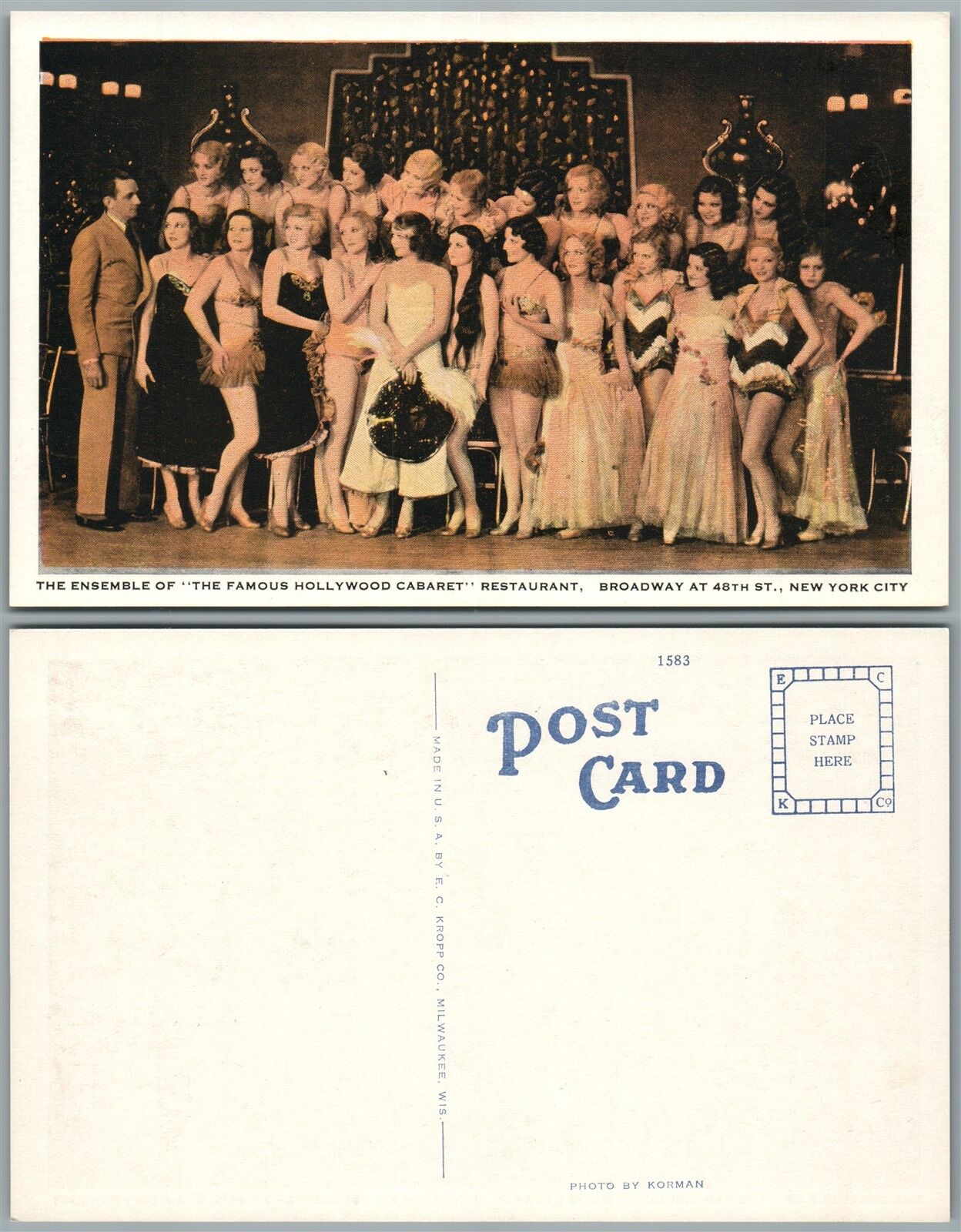 NEW YORK CITY HOLLYWOOD CABARET RESTAURANT BROADWAY 48 STREET VINTAGE POSTCARD