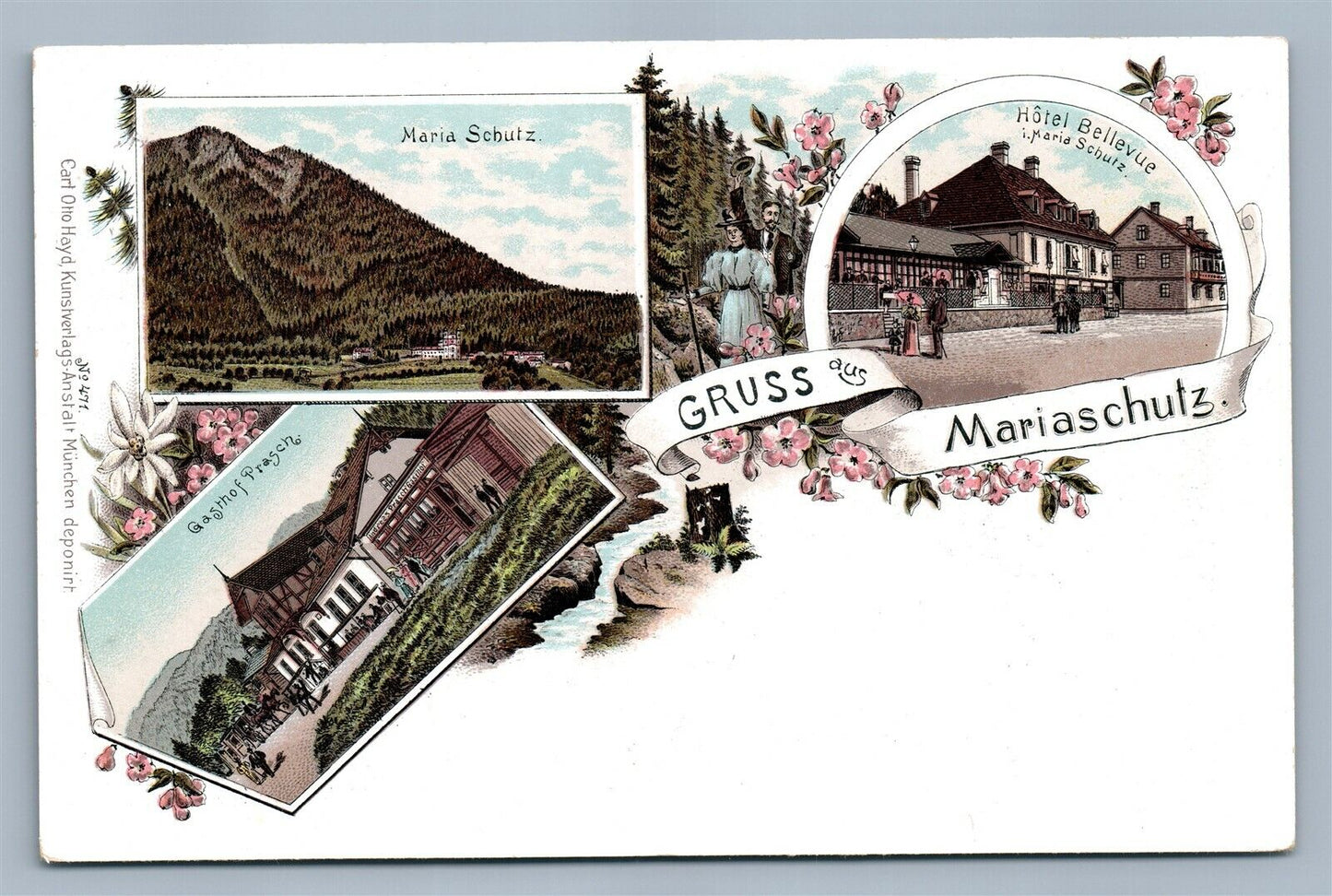 GERMAN GRUSS AUS MARIASCHUTZ ANTIQUE POSTCARD