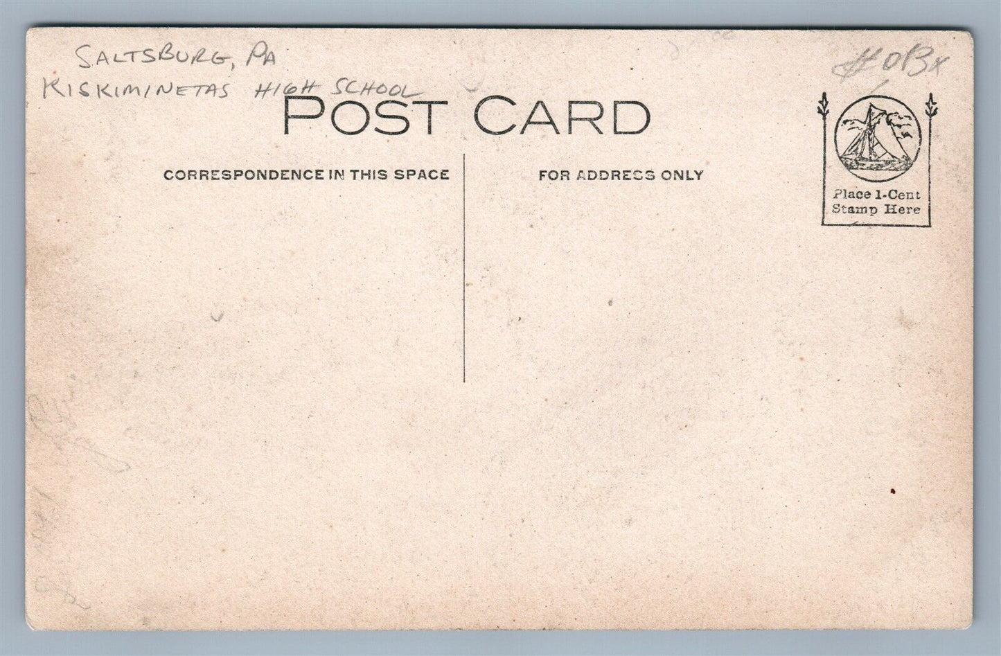 SALTSBURG PA KISKIMINETAS HIGH SCHOOL ANTIQUE REAL PHOTO POSTCARD RPPC