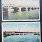 2 VINTAGE POSTCARDS CENTRAL BRIDGE LAWRENCE MASSACHUSETTS railroad railway train