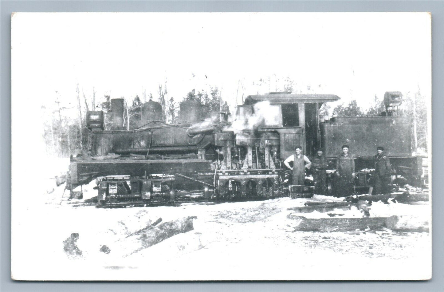 LOCOMOTIVE WINTER SCENE VINTAGE REAL PHOTO POSTCARD RPPC railway railroad