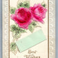 BEST WISHES EMBOSSED ANTIQUE POSTCARD w/ MINIATURE ENVELOPE