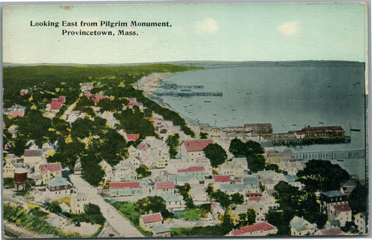 PROVINCETOWN MA FROM PILGRIM MONUMENT ANTIQUE POSTCARD