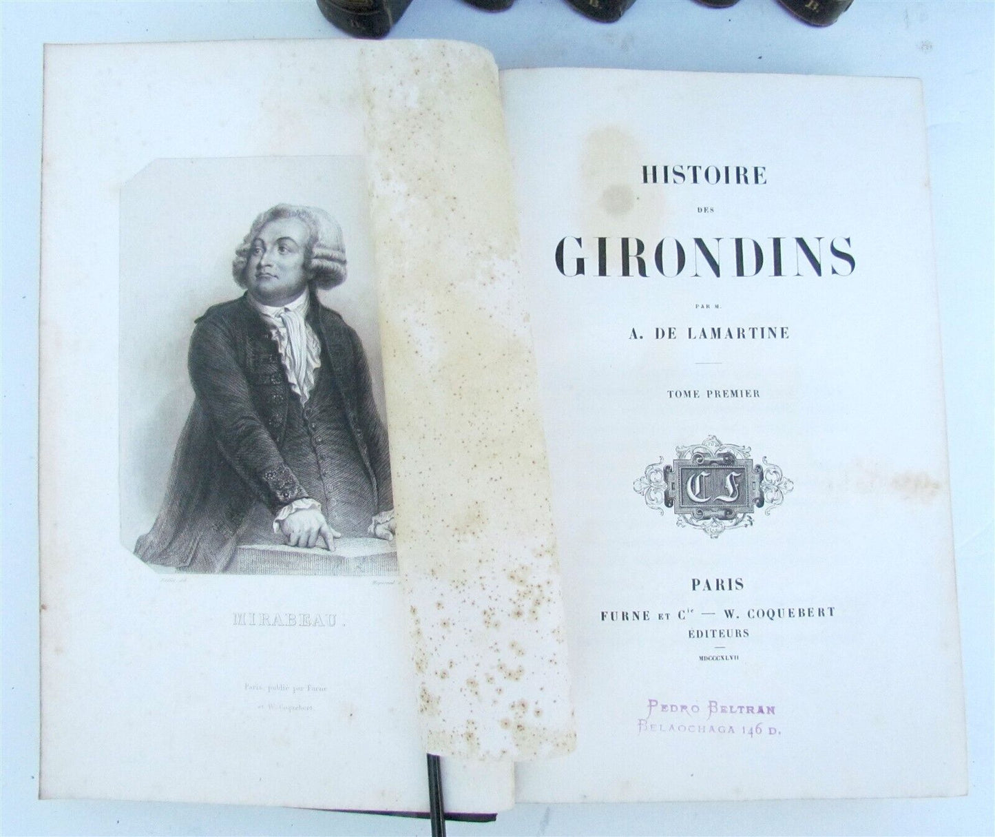 1847 HISTOIRE DES GIRONDINS 8 VOLUMES antique ILLUSTRATED FRENCH REVOLUTION