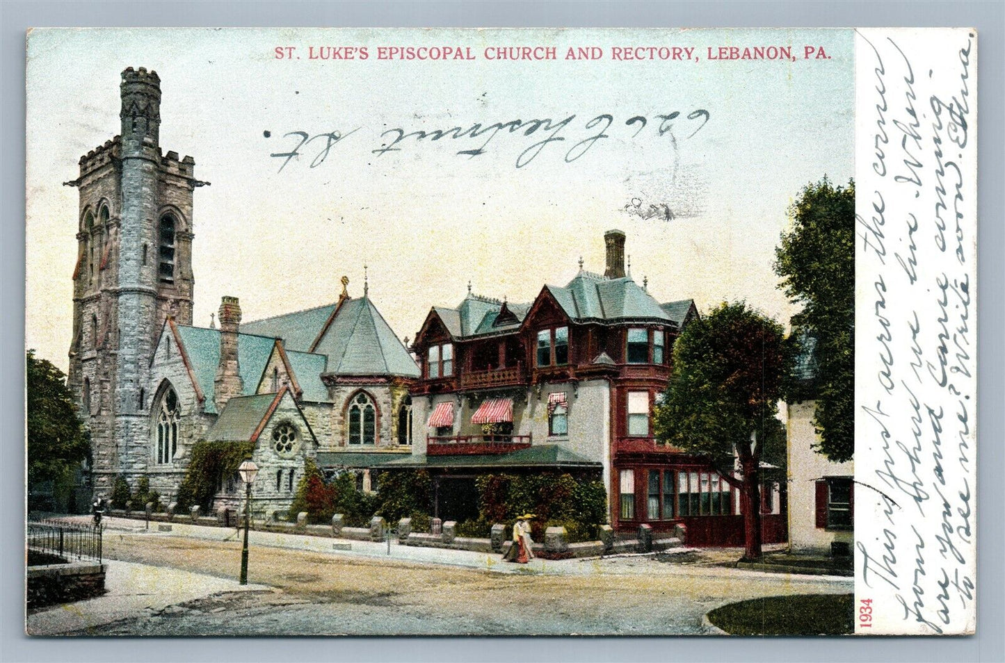 LEBANON PA ST.LUKE'S CHURCH ANTIQUE POSTCARD