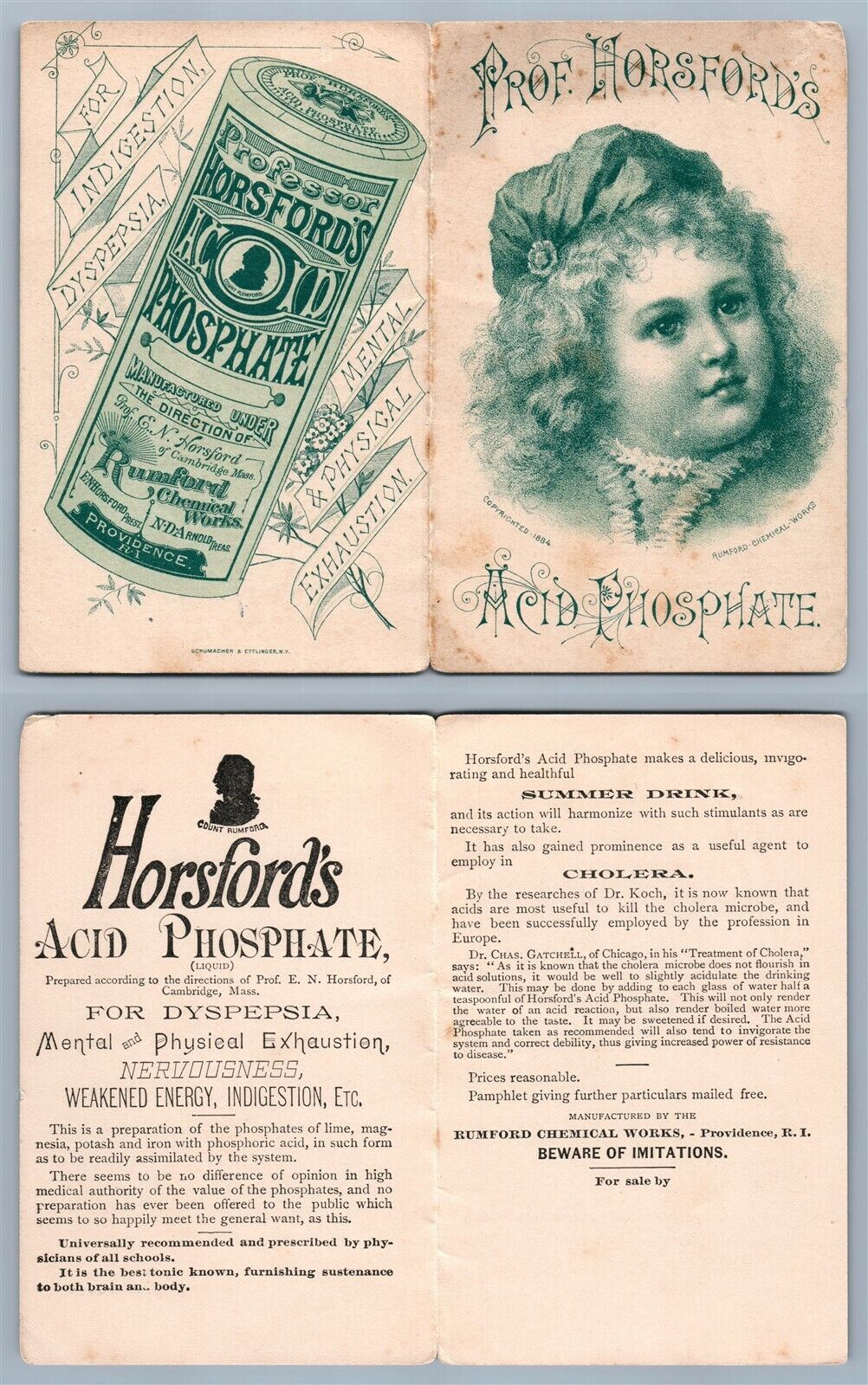 VICTORIAN TRADE CARD HORSFORD'S ACID PHOSPHATE PROVIDENCE RI antique