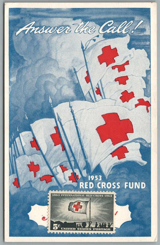 1953 AMERICAN NATIONAL RED CROSS FUND VINTAGE POSTCARD